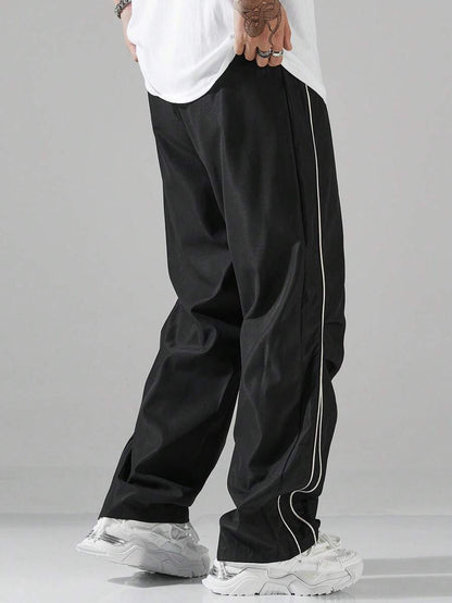 Chong Feng Striped Overalls Exercise Casual Pants Men