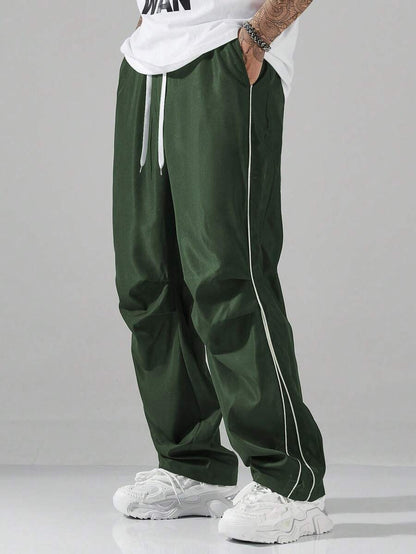 Chong Feng Striped Overalls Exercise Casual Pants Men