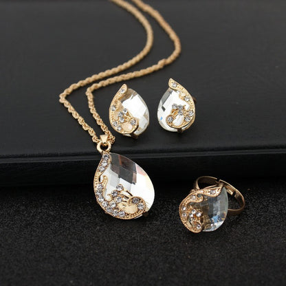 Geometric Gem Earrings Necklace Jewelry Suit - Gadgets and more