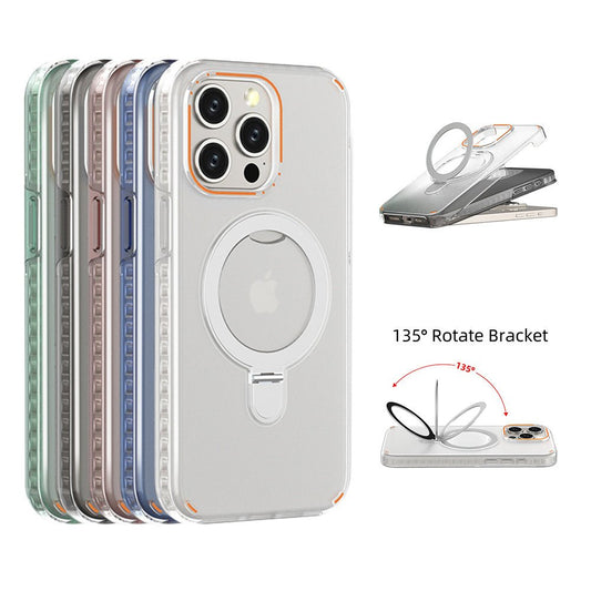 New Colorful Magnetic Bracket Phone Case With Holder Stand Cover For Magesafe Magnetic Transparent Wireless Charge Case For Phone - Gadgets and more